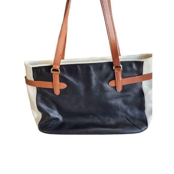 Talbot Leather Purse, Black and White Color Block - Picture 1 of 9
